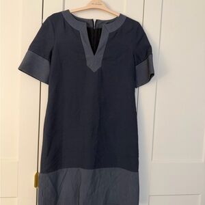 Brooks Brothers Striped Navy and Gray Dress